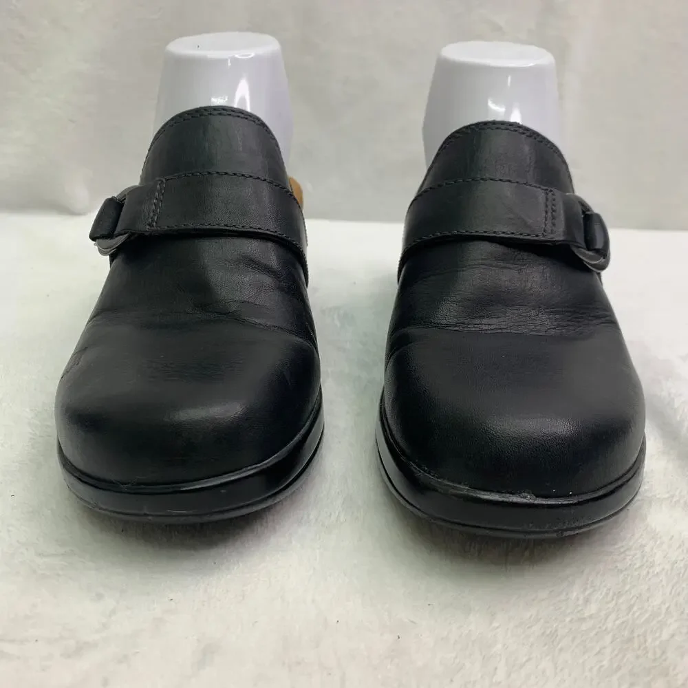 Naturalizer Lial 2 Black Leather Mule Slip On Clogs Womens Sz 8 Comfort Sandal